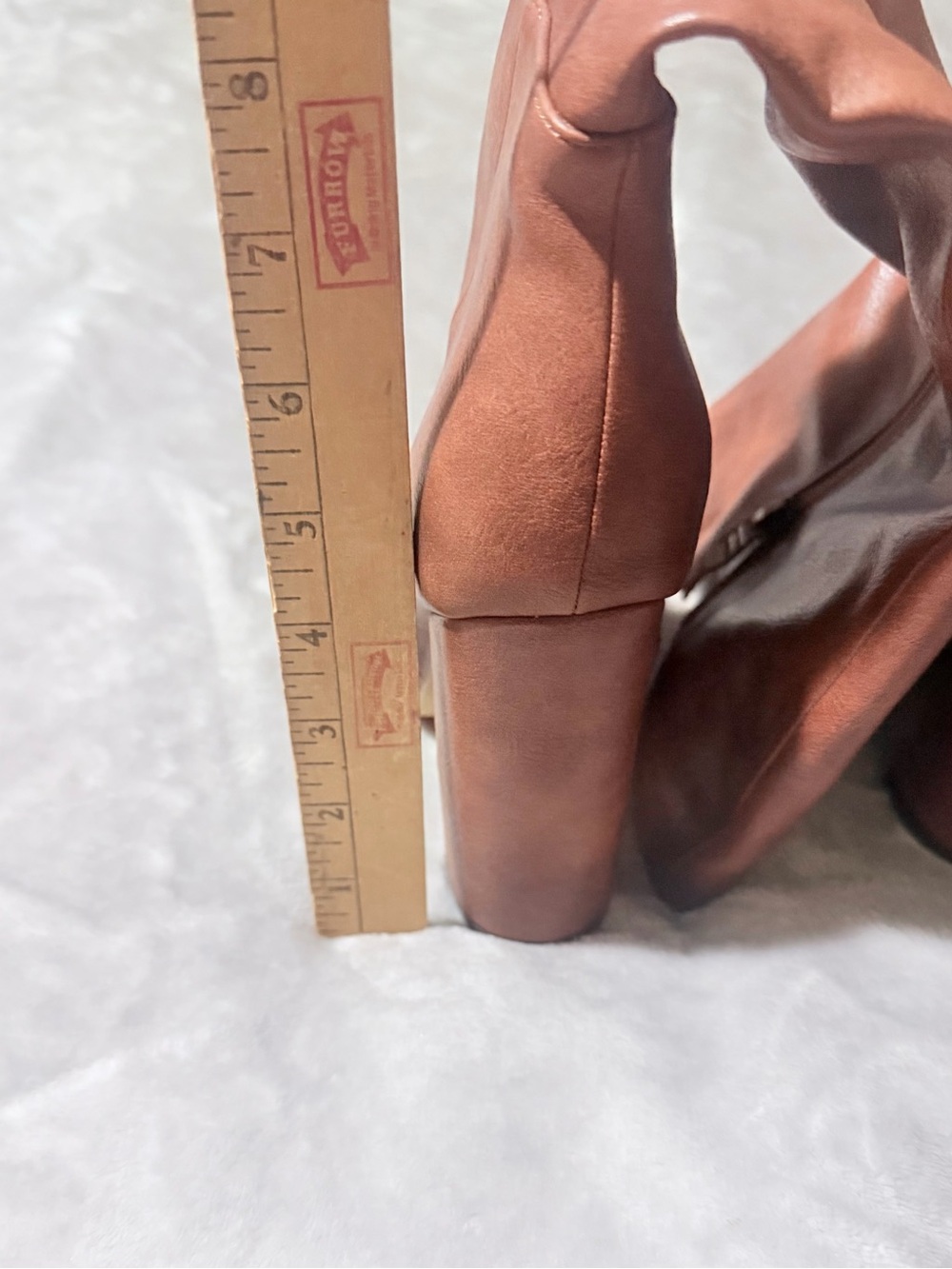 Women's Tall Pointed Toe Block Heel Boots in Rust Brown - Picture 4 of 7
